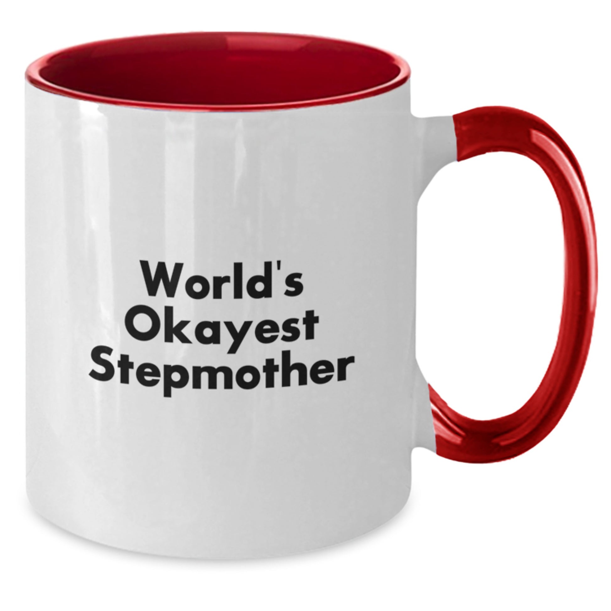 Funny Stepmother Gifts, World's Okayest Stepmother Two Tone Coffee Mug for Birthday, Gifts from Family, Stepmother's Special Day, Unique and Humorous - Additional