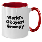 Funny Grampy Gifts, World's Okayest Grampy Two Tone Coffee Mug, Birthday Presents from Men, Women, Family, Friends