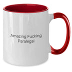 Funny Paralegal Gifts from Friends for Paralegal Coworkers - Christmas Unique Two Tone Coffee Mugs with Amazing F--king Paralegal Quote