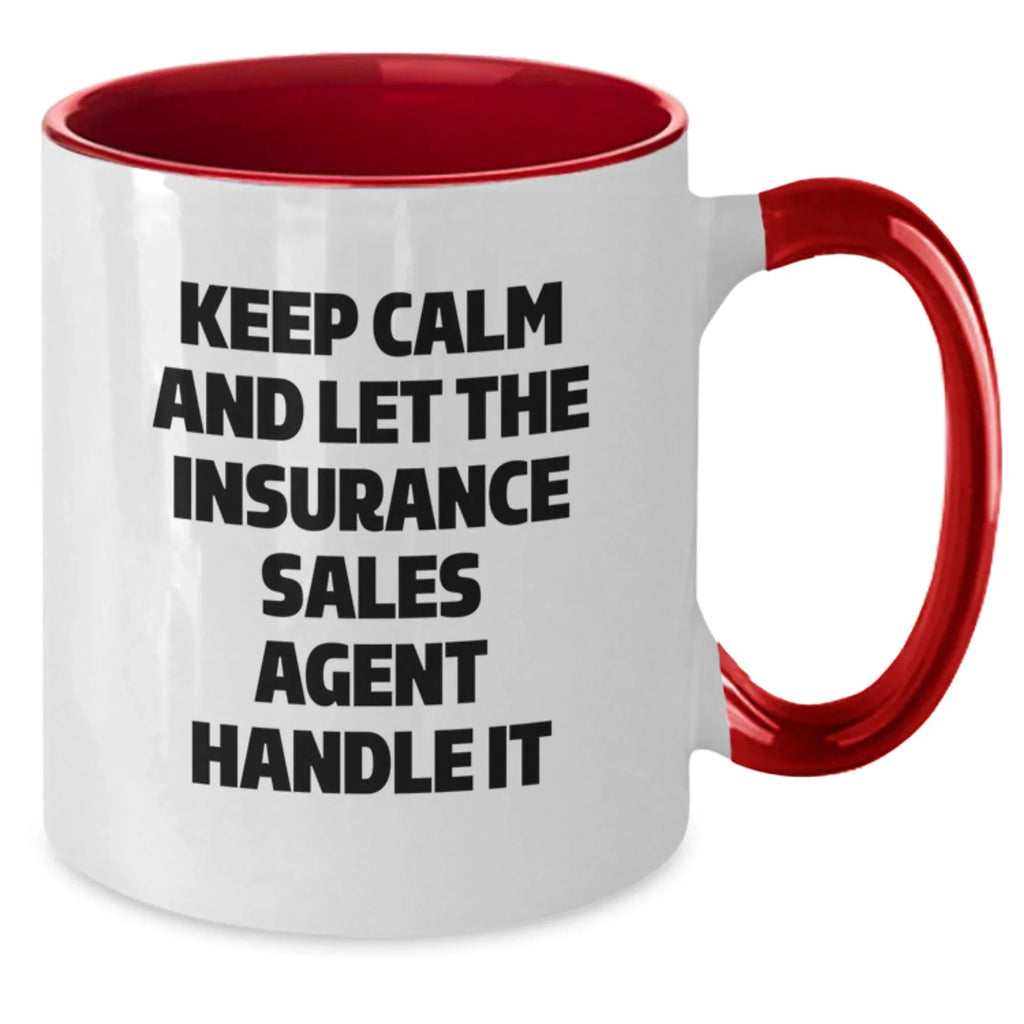 Funny Insurance Sales Agent Gifts for Christmas - Keep Calm Two Tone Coffee Mug, Gifts from Friends and Family to Insurance Sales Agent