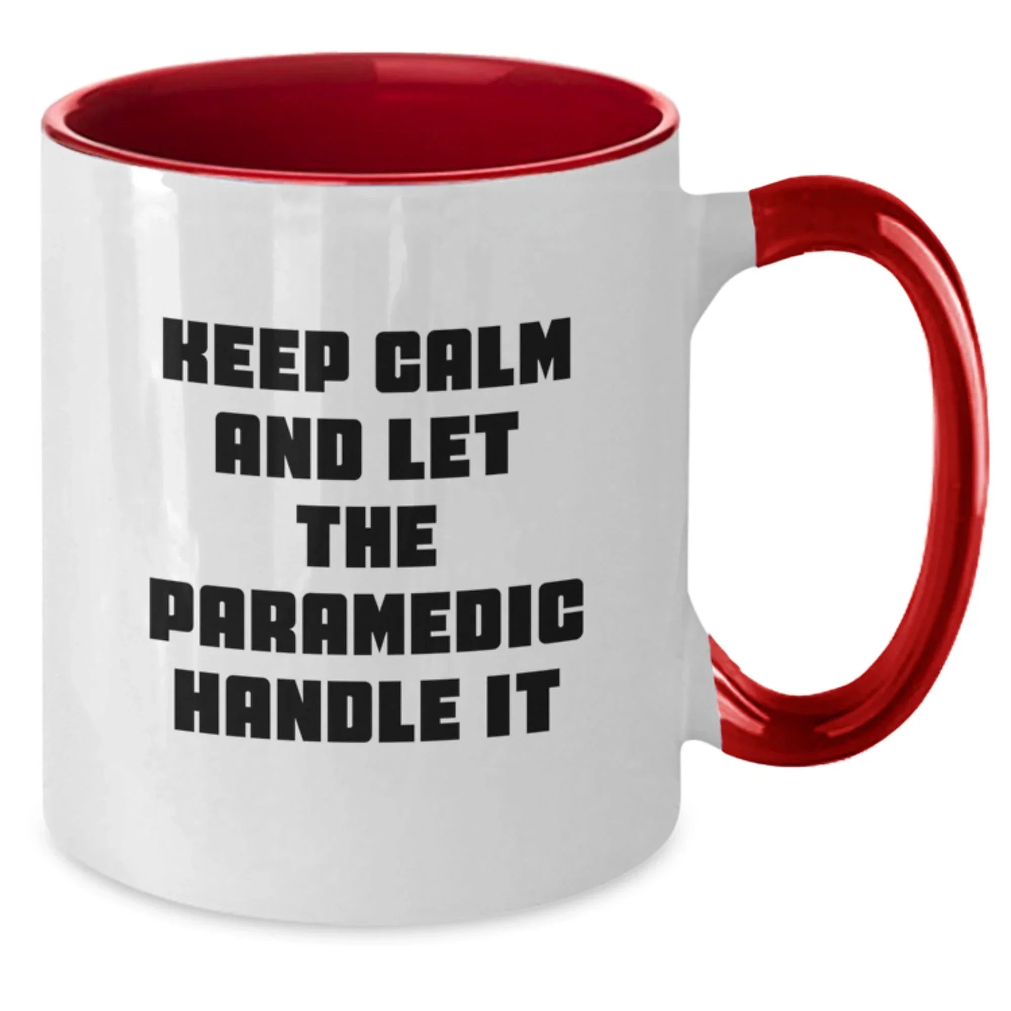 Funny Rescue Worker Gifts from Family and Friends - Keep Calm And Let The Rescue Worker Handle It Two Tone Coffee Mug for Rescue Worker Men and Women on Christmas