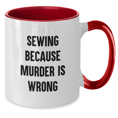 Sewing Gifts for Friends, Funny Two Tone Coffee Mug with Inspirational Quote, Gift from Family for Graduation - Additional
