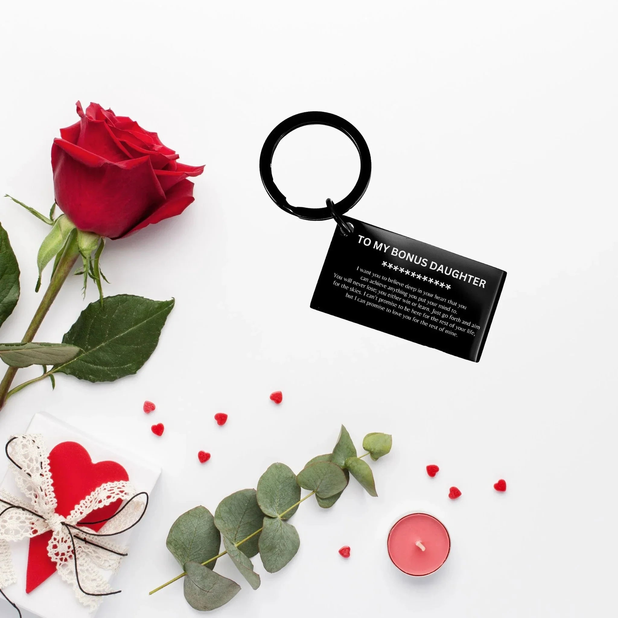 Motivational Nephew Engraved Black Keychain - I can promise to love you for the rest of my life, Birthday, Christmas Holiday Jewelry Gif