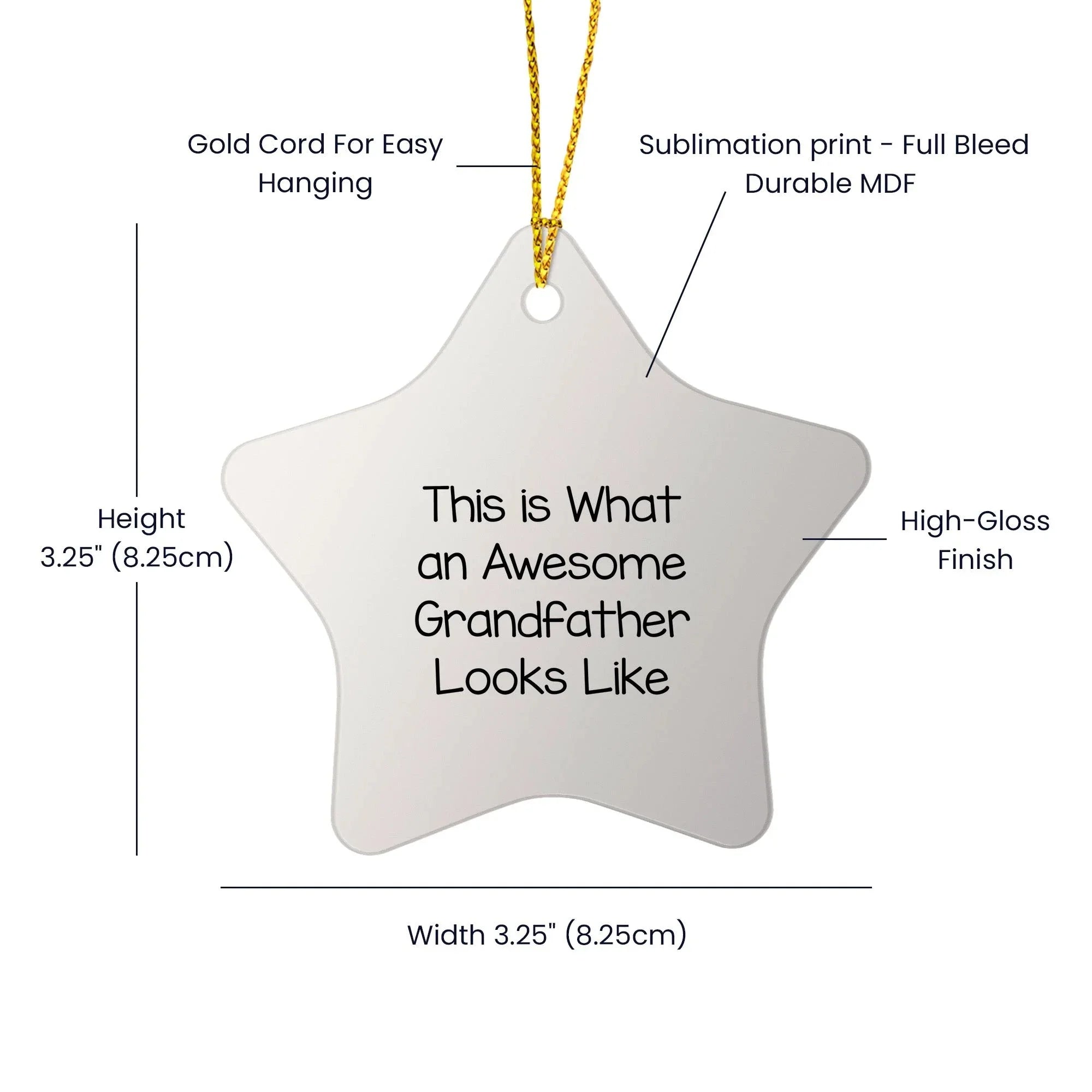 Funny Grandfather Gifts - This Is What An Awesome Grandfather Looks Like, Star Ornament for Men, Gifts from Family, for Grandfather, Christmas Unique Gifts