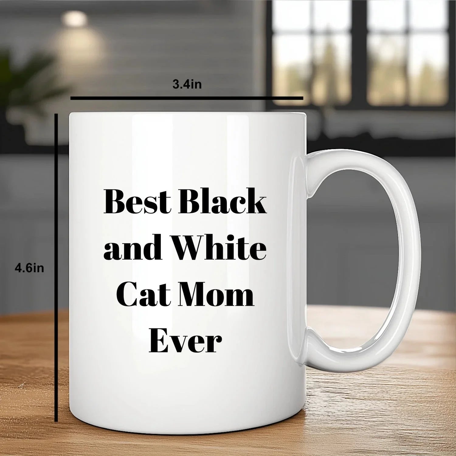 Funny Black and White Cat Mom Gifts for Mother's Day Unique White Coffee Mug, 'Best Black And White Cat Mom Ever'
