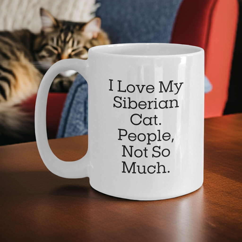 Siberian Cat Lover's White Coffee Mug, I Love My Siberian Cat. People, Not So Much., Graduation Unique Gifts from Friends, Family, or Coworkers - Mallard Moon