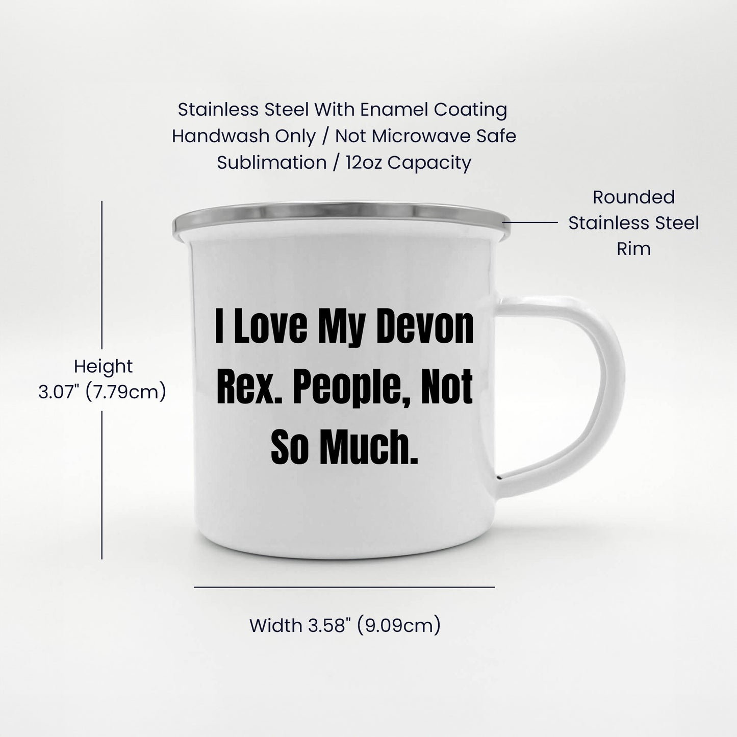 Devon Rex Cat Lovers Camping Mug Gift, Funny Quote - I Love My Devon Rex. People, Not So Much - Mallard Moon Gift Shop