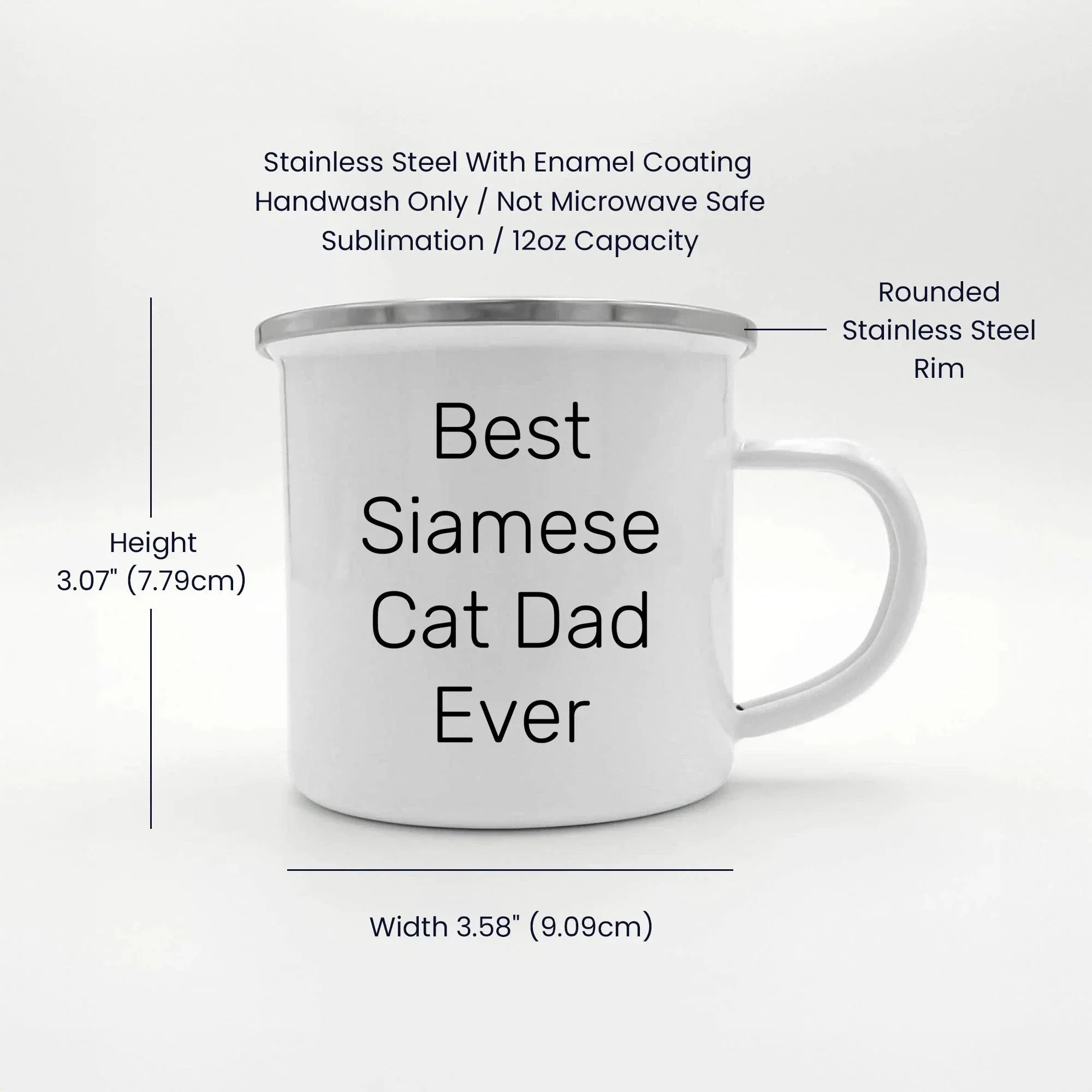 Funny Siamese Cat Dad Graduation Gifts from Friends, 'Best Siamese Cat Dad Ever' Camping Mug for Men, Women, Family, 12 oz Stainless Steel with Enamel Finish