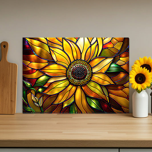 Vibrant Sunflower Glass Cutting Board, Kitchen Decor, Gift for Home Chefs, Unique Kitchen Accessories, Summer Gathering Decoration