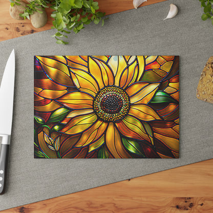 Vibrant Sunflower Glass Cutting Board, Kitchen Decor, Gift for Home Chefs, Unique Kitchen Accessories, Summer Gathering Decoration