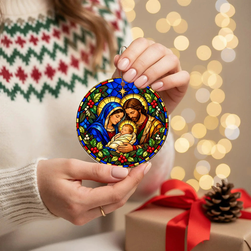 Nativity Christmas Ornament, Personalized Holy Family Ornament, Baby Jesus Christmas Gift, Religious Christian Ornament, Nativity Keepsake
