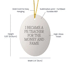 Funny PE Teacher Gift for Men from Friends, Oval Ornament with I Became A PE Teacher Quote, Christmas Unique Gifts