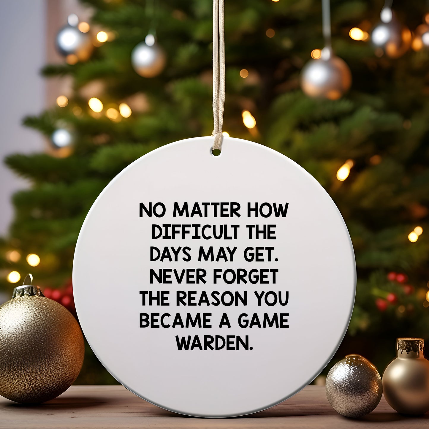 Funny Inspirational Quotes for Game Wardens - Gifts from Friends for Men, Women, and Family - Circle Ornament for Christmas Unique Gifts