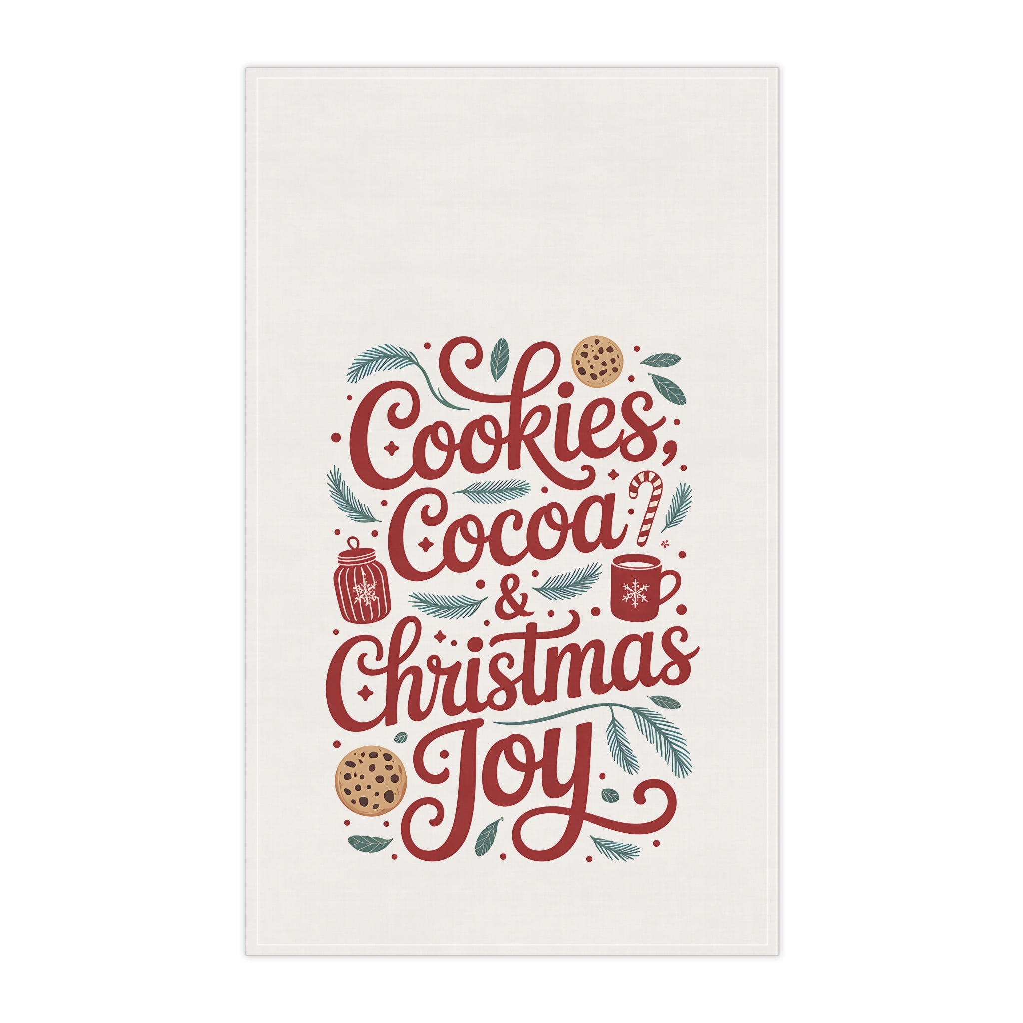 Christmas Cookies & Cocoa Tea Towel — Holiday Kitchen Dish Towel