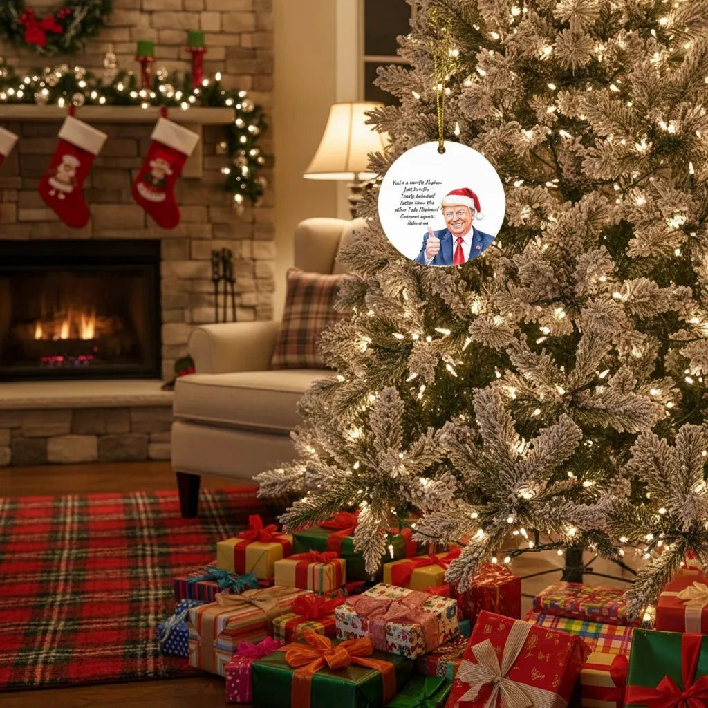 Personalized Nephew - Niece Trump Christmas Ornament – Funny Santa Thumbs-Up Holiday Gift – Custom Name & Year Keepsake for Nephews