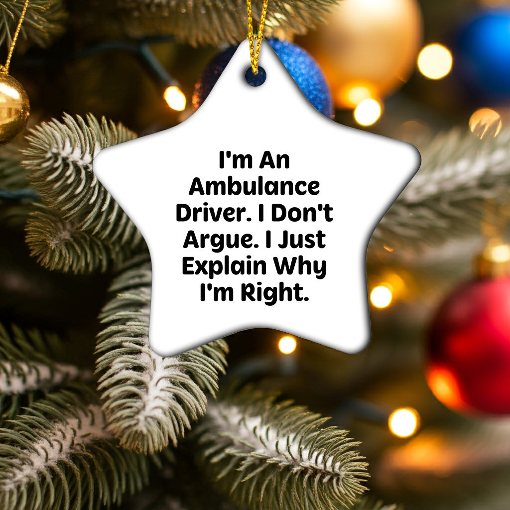 Funny Ambulance Driver Gifts from Family, Ambulance Driver Star Ornament, Inspirational Christmas Unique Gifts for Ambulance Driver