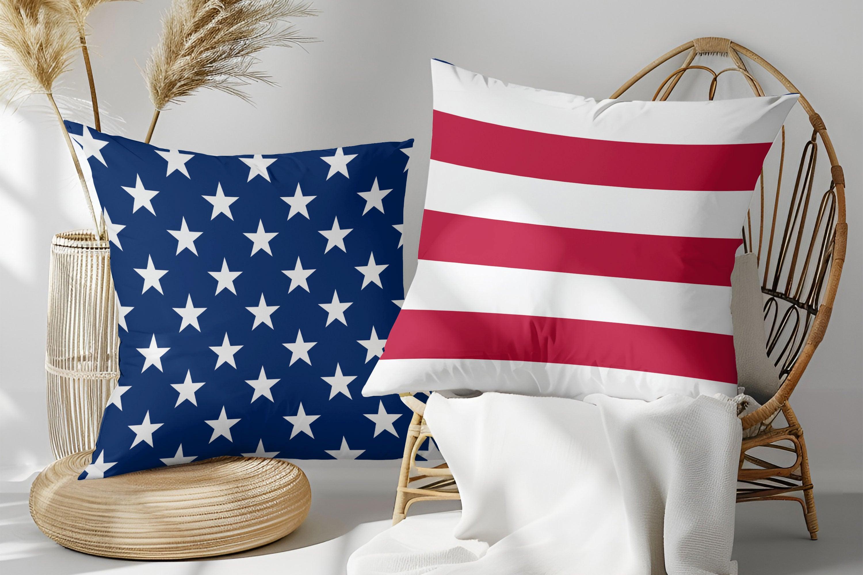 American Flag Stars and Stripes Patriotic Indoor-Outdoor Pillow - Mallard Moon Gift Shop
