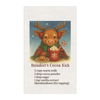 Reindeer Cocoa Kick Tea Towel — Holiday Hot Chocolate Recipe Kitchen Towel