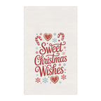 Sweet Christmas Wishes Tea Towel — Festive Holiday Kitchen Towel with Candy Cane & Cookie Design