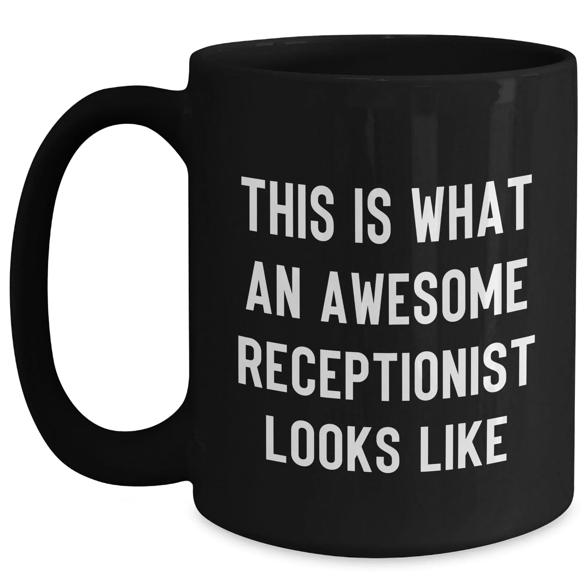 Funny Receptionist Gifts, 'This Is What An Awesome Receptionist Looks Like' Black Coffee Mug for Men, Gifts from Family, Unique Father's Day Unique Gifts for Coworkers