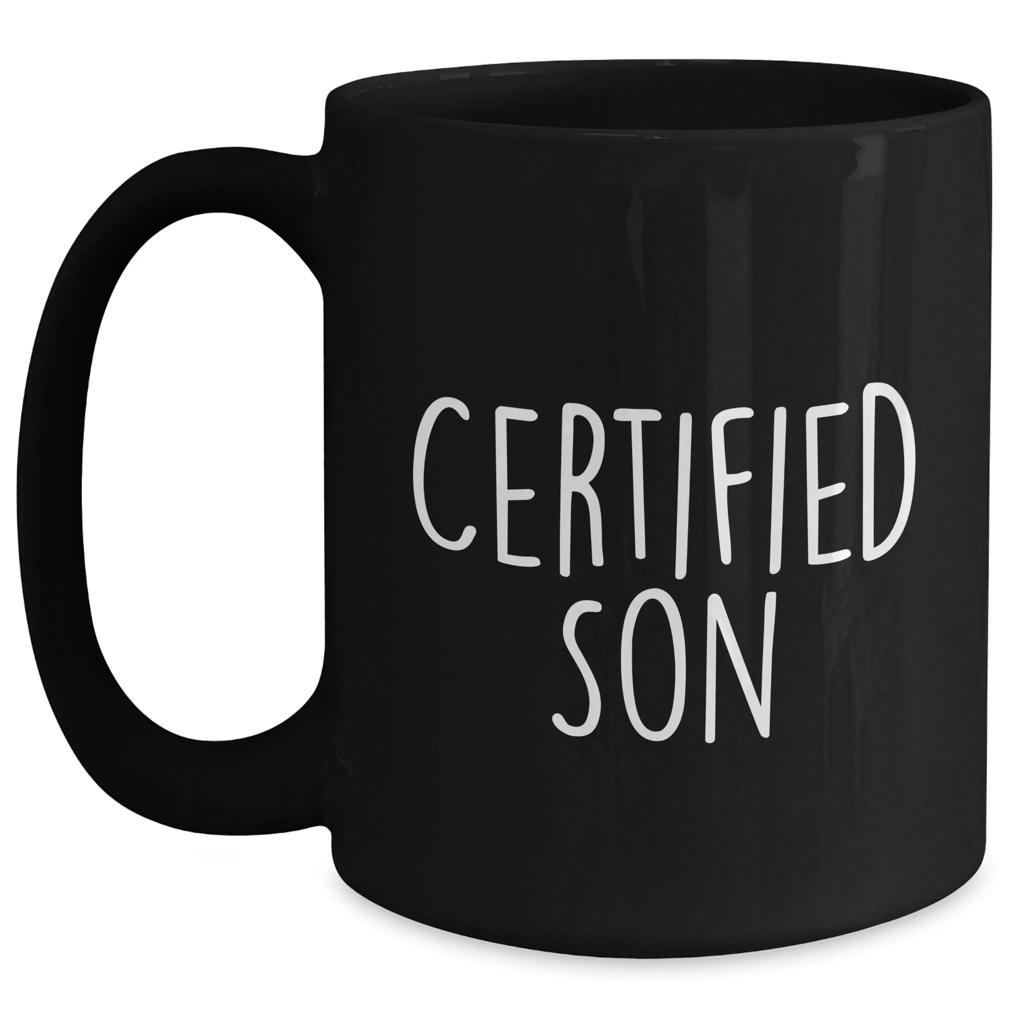 Funny Son Gifts from Dad - 'Certified Son' Black Coffee Mug for Men, Father's Day Unique Gifts