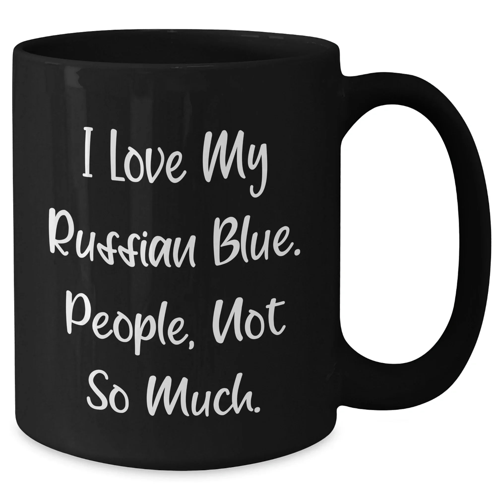 Gifts from Men to Russian Blue Cat Lovers - Funny Russian Blue Cat Black Coffee Mug for Father's Day