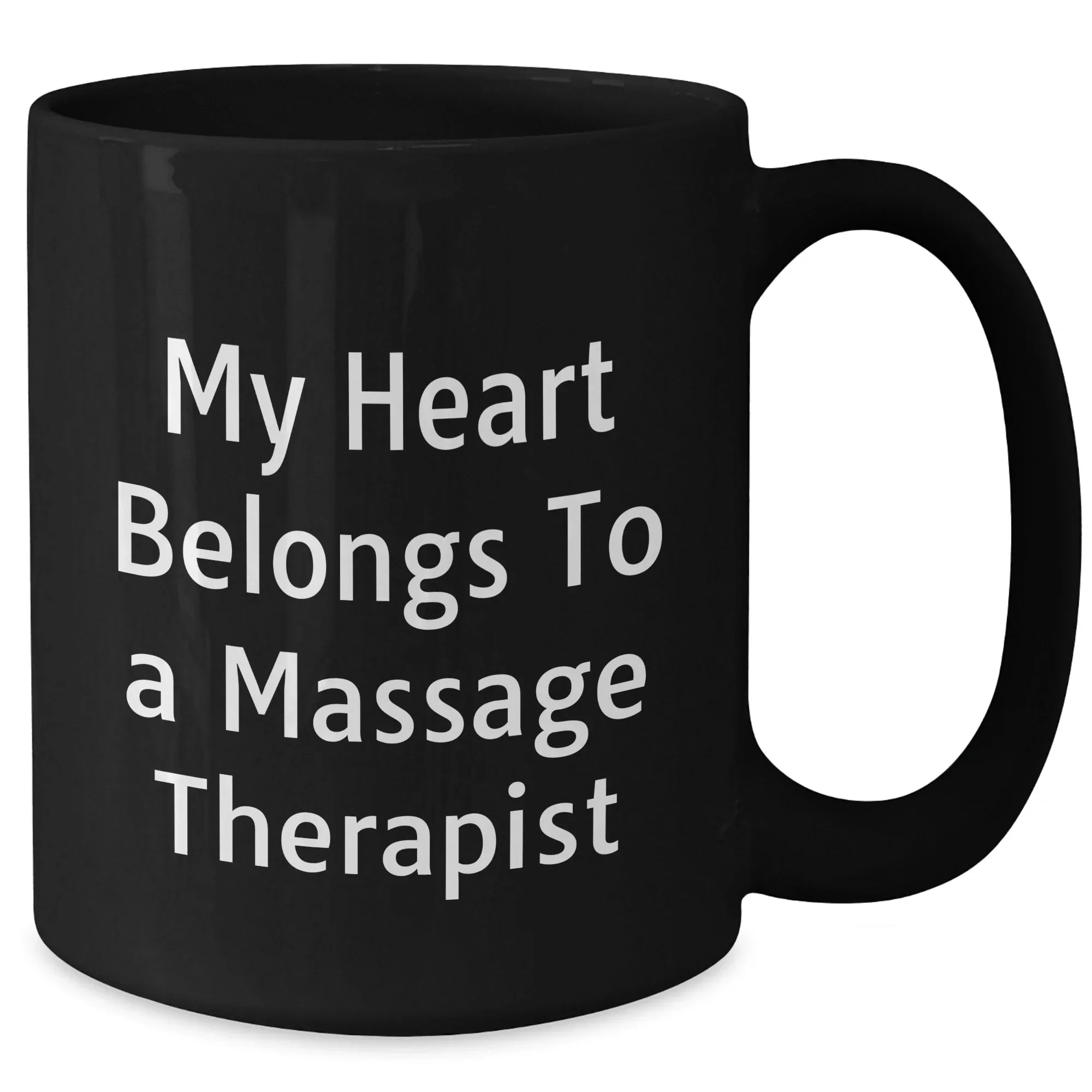 Massage Therapist Gifts from Family - My Heart Belongs To A Massage Therapist Funny Coffee Mug, Black 11oz or 15oz, Microwave and Dishwasher Safe Gifts for Mother's Day