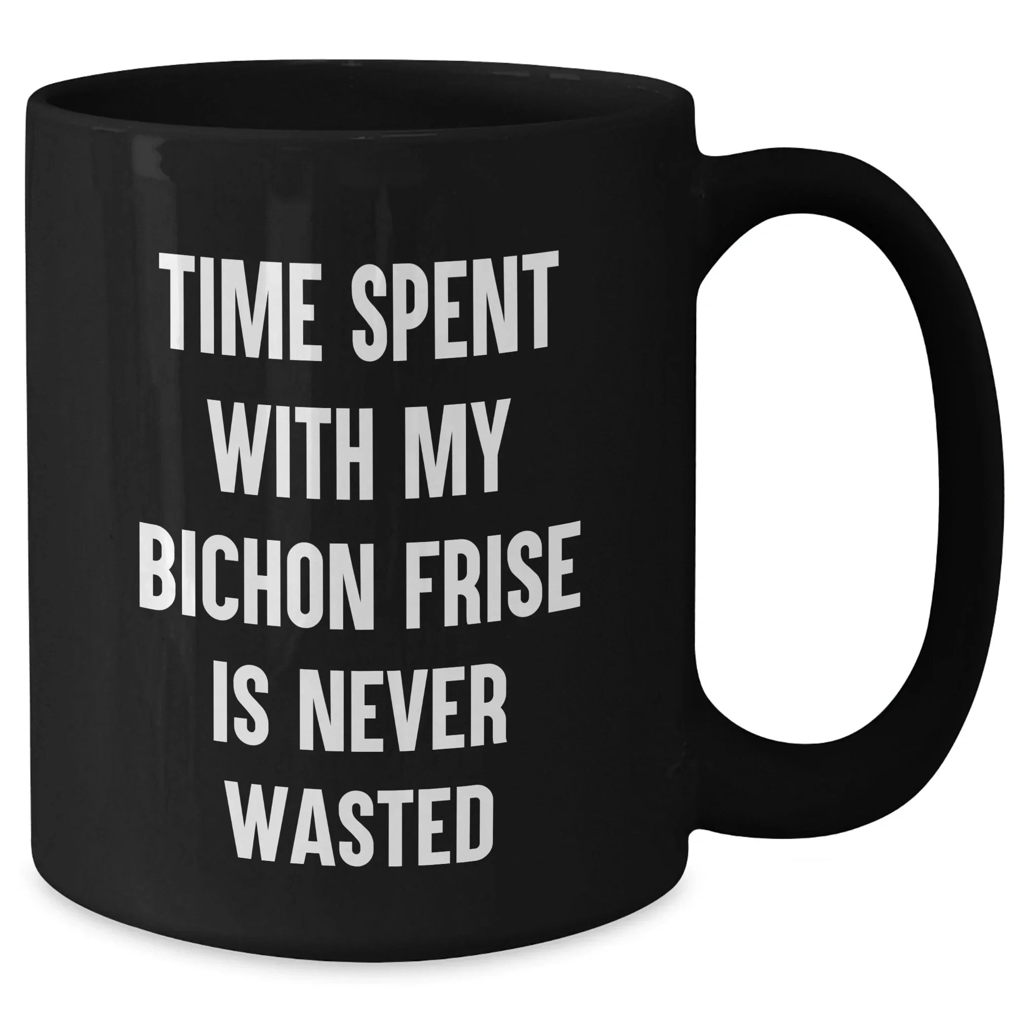 Bichon Frise Dog Lovers Gifts from Family, Funny Quote on Black Coffee Mug for Dad on Father's Day, Unique Present for Him