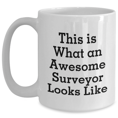 Funny Surveyor Gifts, White Coffee Mug for Surveyor Enthusiasts, Mother's Day Unique Gifts from Family, Surveys for Surveyor's Mom - Main