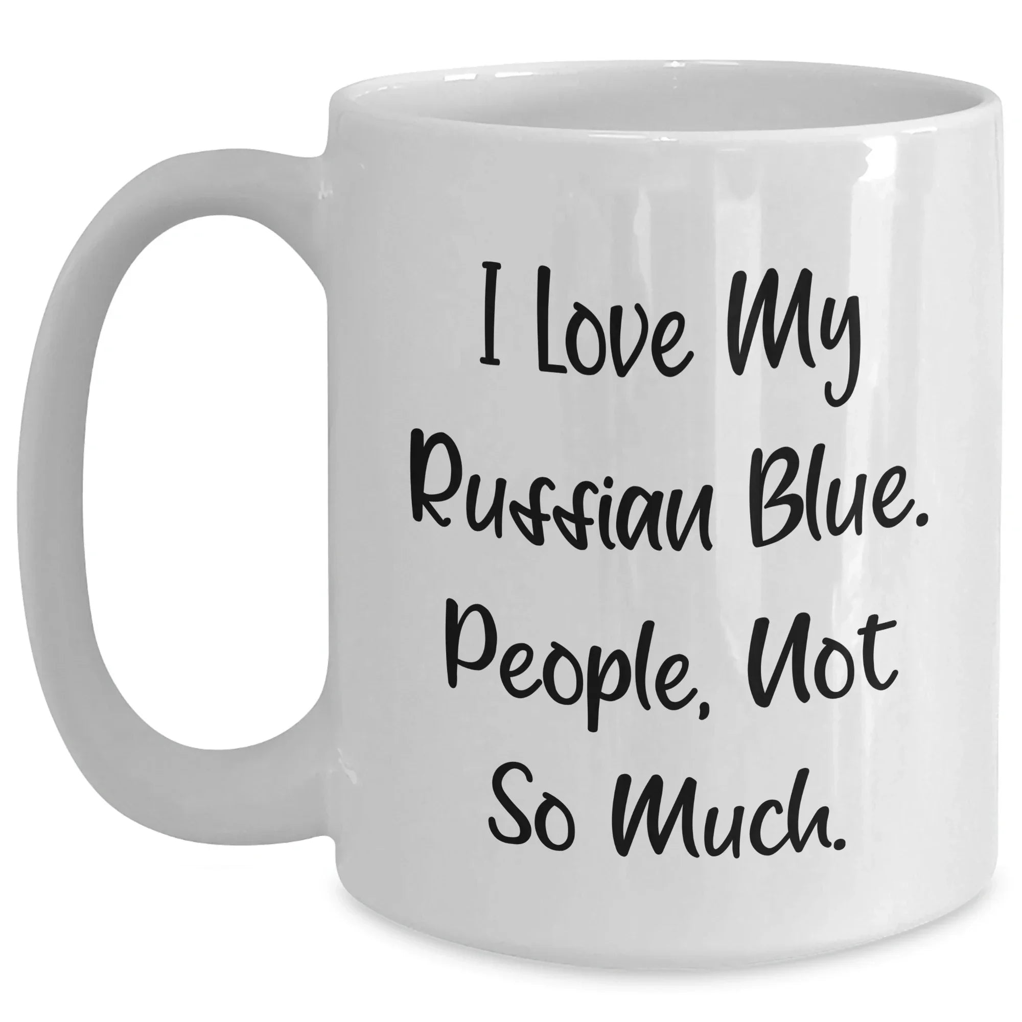 Funny Russian Blue Cat Gifts for Men from Family, Unique White Coffee Mugs for Father's Day