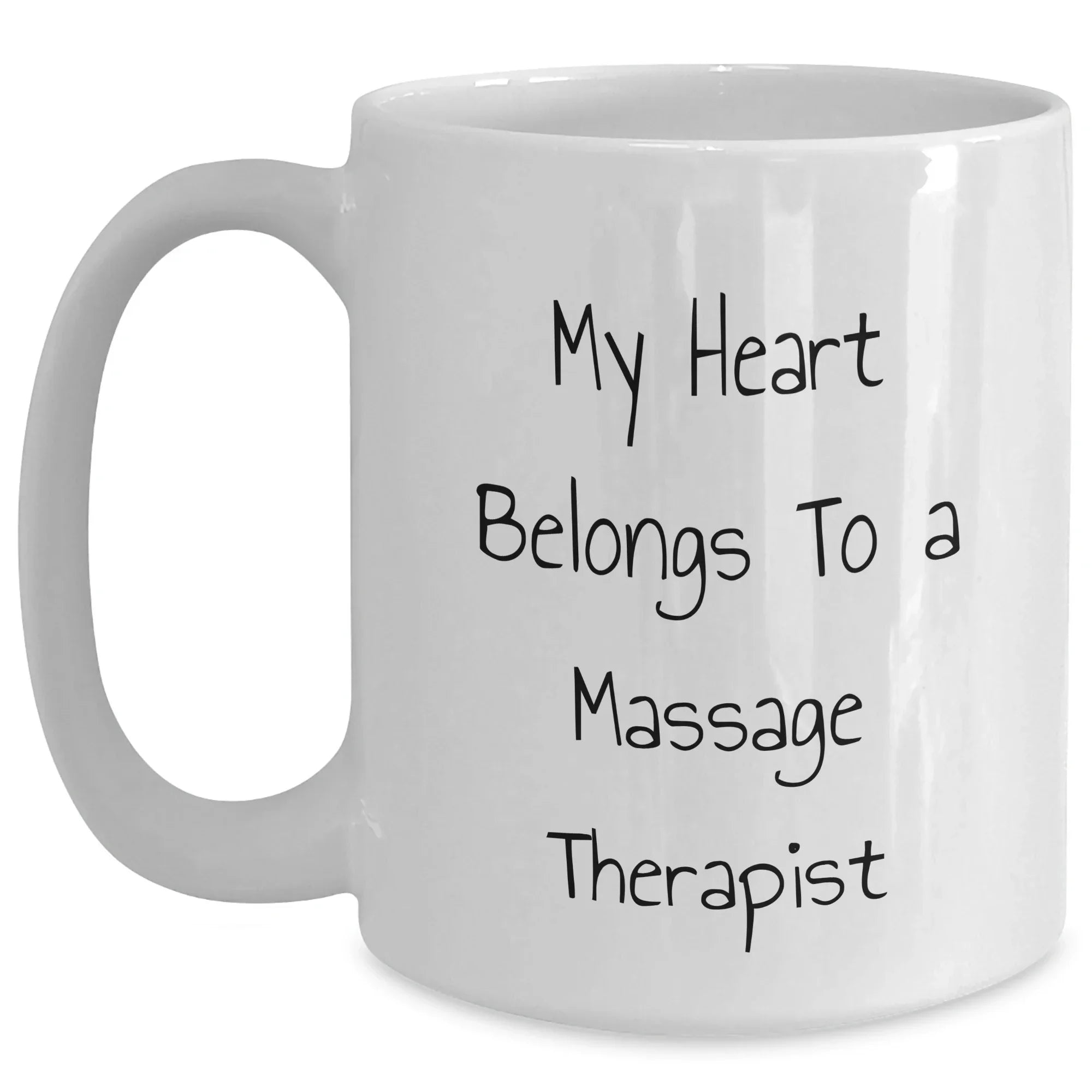 Massage Therapist Gifts from Men, Funny White Coffee Mug, 'My Heart Belongs To A Massage Therapist', Mother's Day Unique Gifts