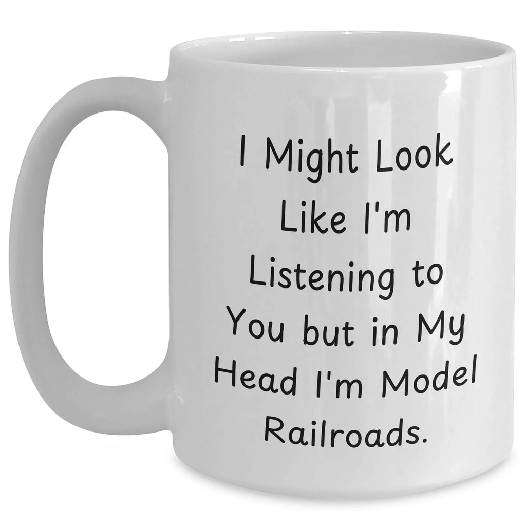 Funny Model Railroads Lovers Gifts from Dad to Son, Unique White Coffee Mug for Father's Day