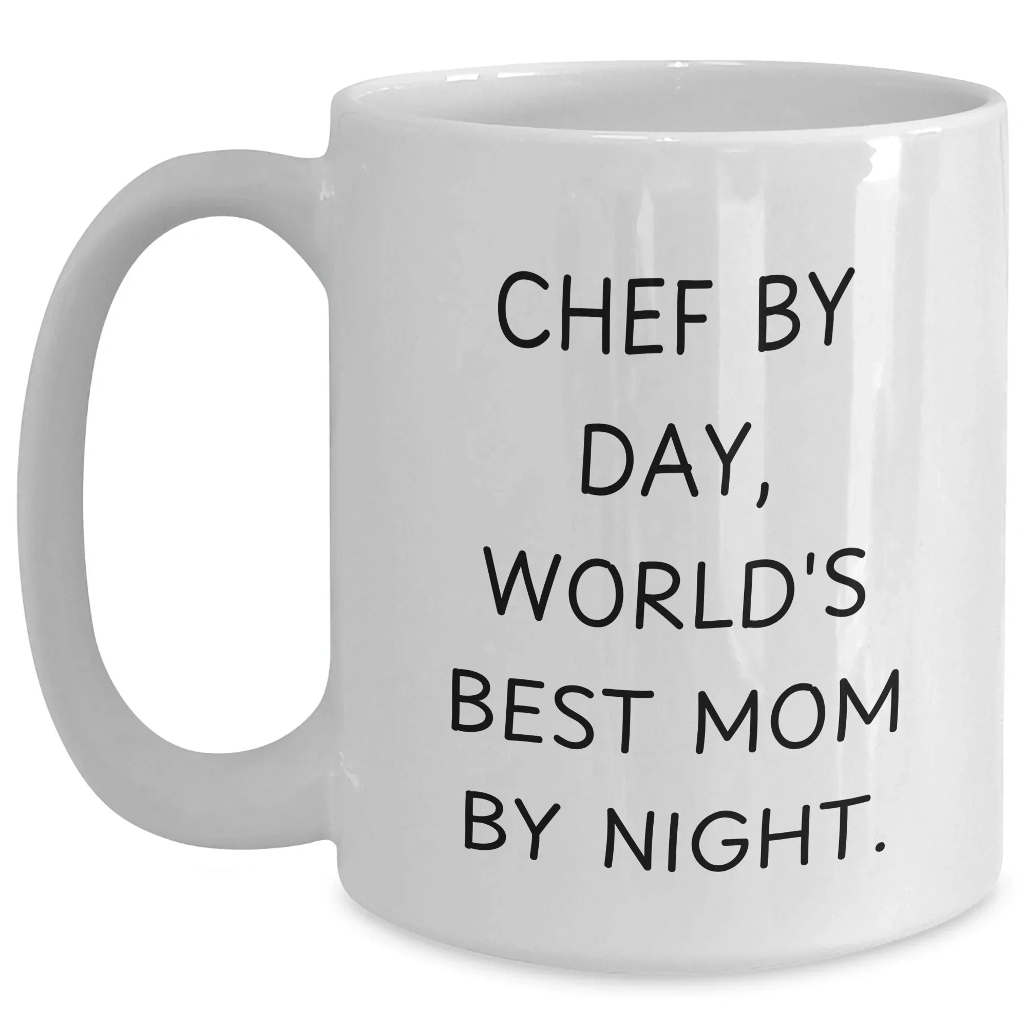 Funny Chef Gifts from Mom to Chef by Day, World's Best Mom By Night., White Coffee Mug for Chef Graduation Unique Gifts