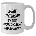 X-Ray Technician Gifts - Funny White Coffee Mug for World's Best Dad - Gifts from Men to X-Ray Technician Friends and Family, Graduation Unique Gifts