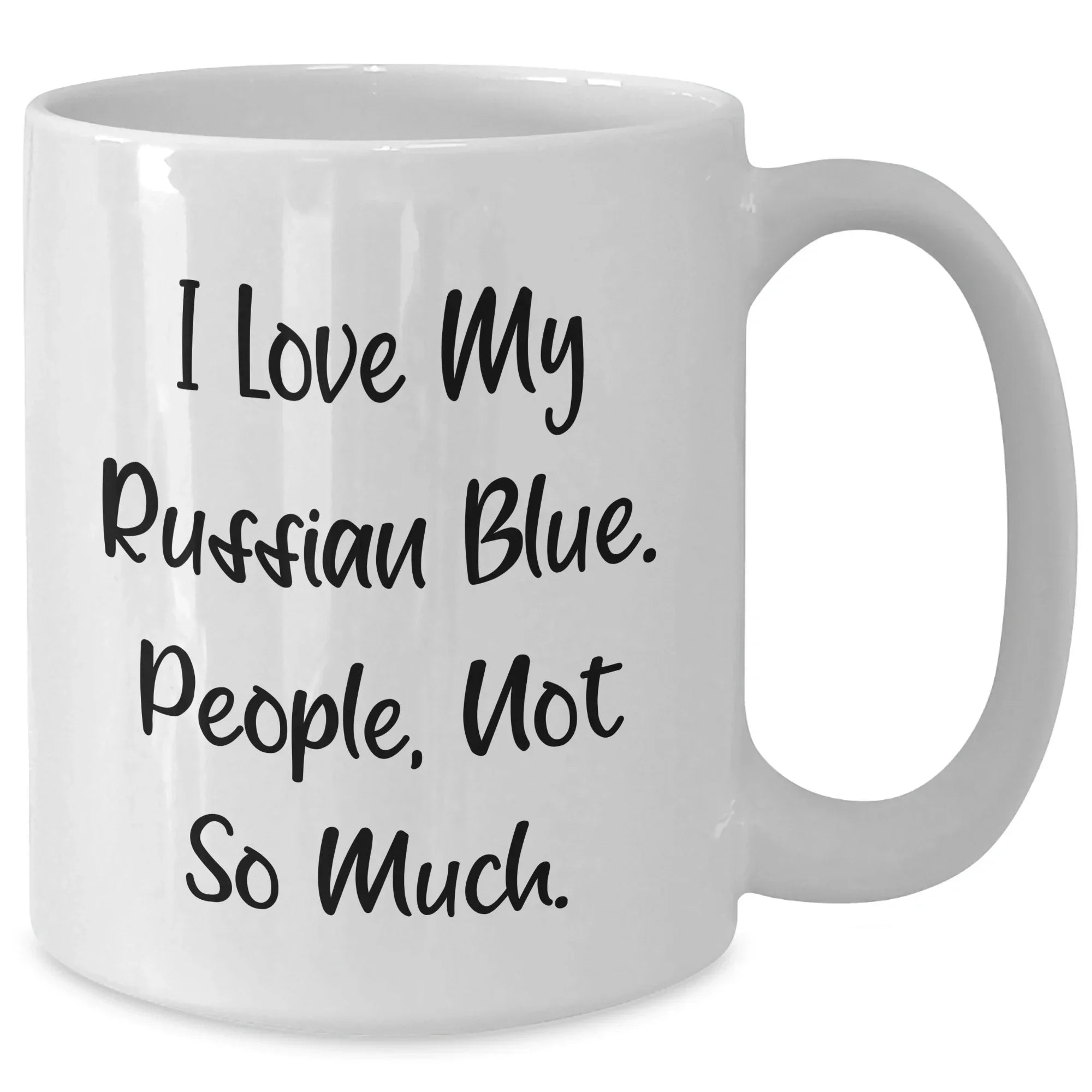 Funny Russian Blue Cat Gifts for Men from Family, Unique White Coffee Mugs for Father's Day