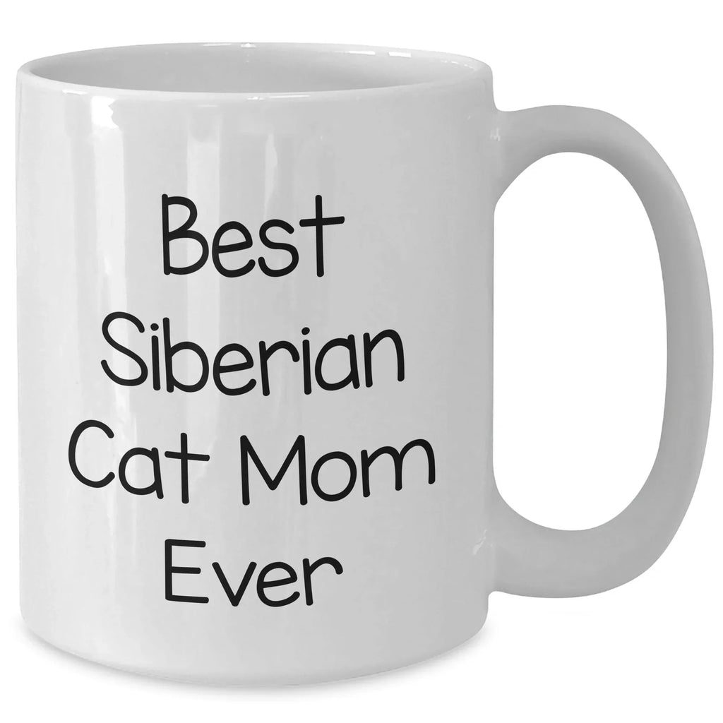 Siberian Cat Lovers Gift, Funny White Coffee Mug for Best Dad Ever, Father's Day Unique Gifts from Mom, 11oz or 15oz Capacity, Microwave and Dishwasher Safe