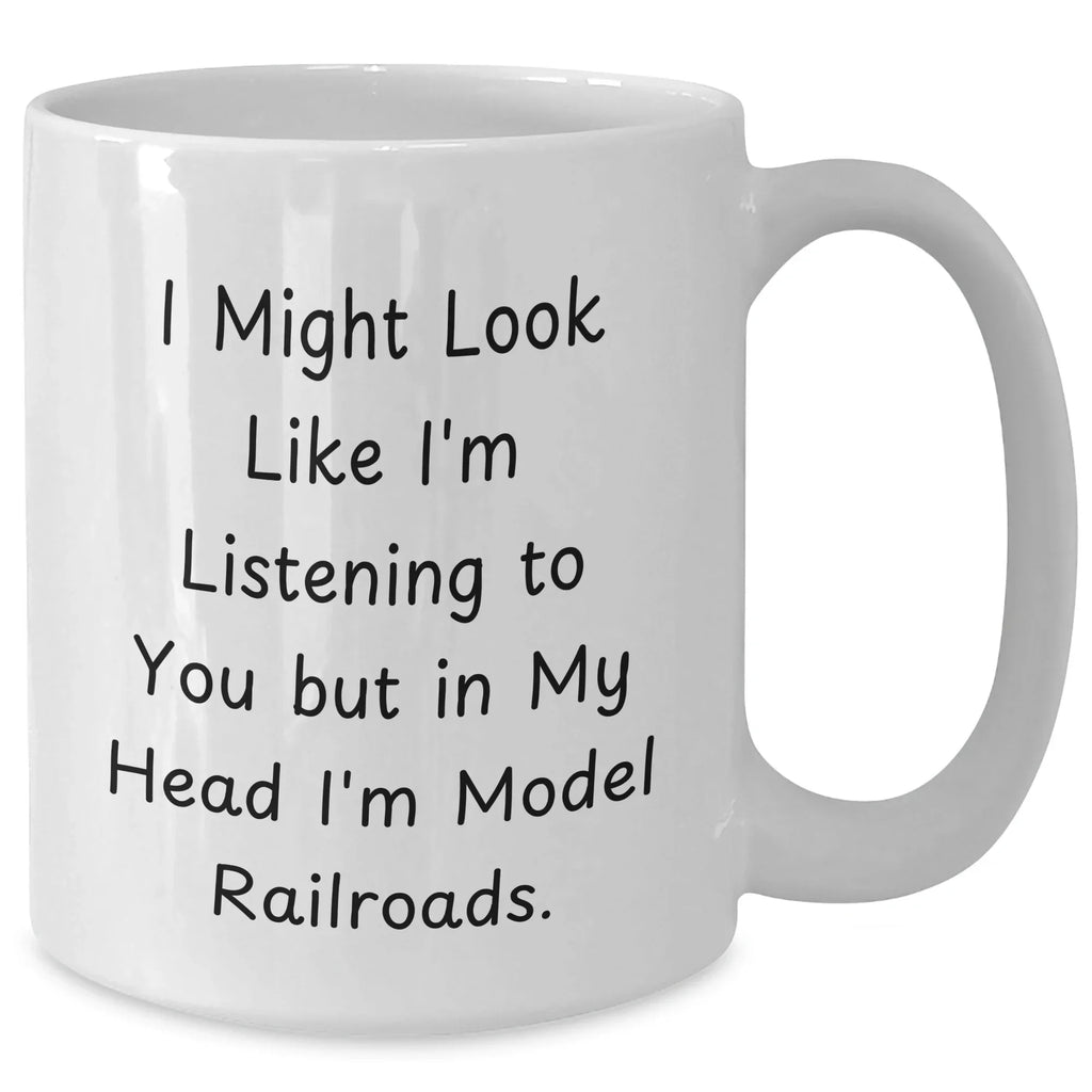 Funny Model Railroads Lovers Gifts from Dad to Son, Unique White Coffee Mug for Father's Day