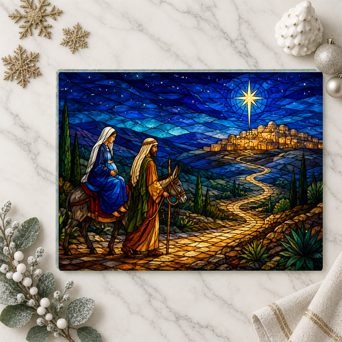 Christian Christmas Glass Cutting Board, Faith Filled Christmas Decor, Religious Christmas Gift, Choose From 10 Designs