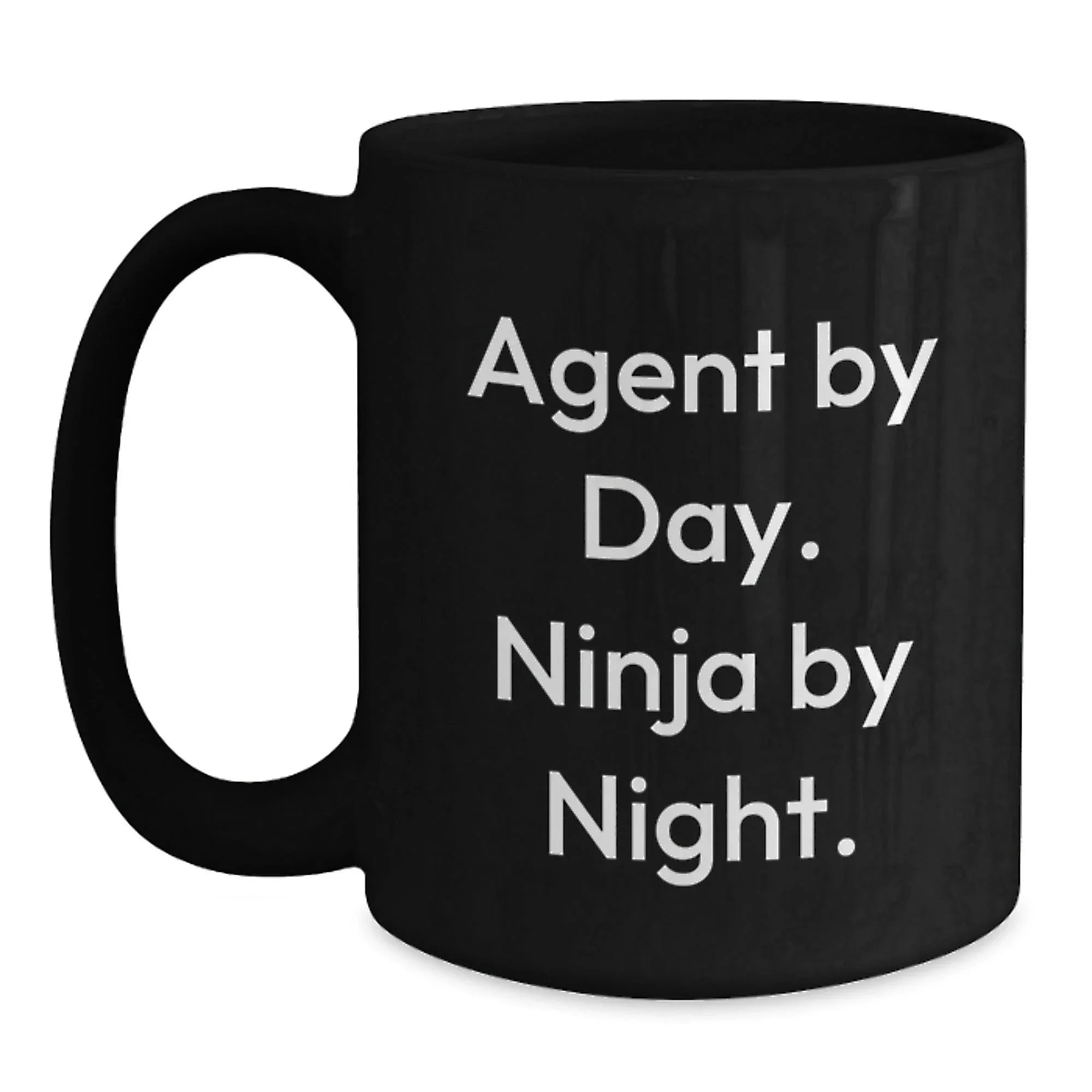 Funny Agent Gifts for Men, Women, and Friends - Agent By Day. Ninja By Night. Christmas Unique Black Coffee Mug