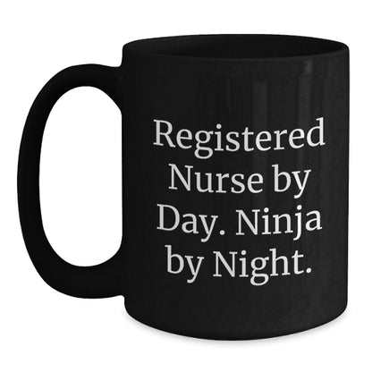 Registered Nurse Gifts from Coworkers - Funny Ninja Mug for Graduation, Black 11oz or 15oz Coffee Mug with Inspirational Quote, Perfect for Nurse Appreciation Day - Main