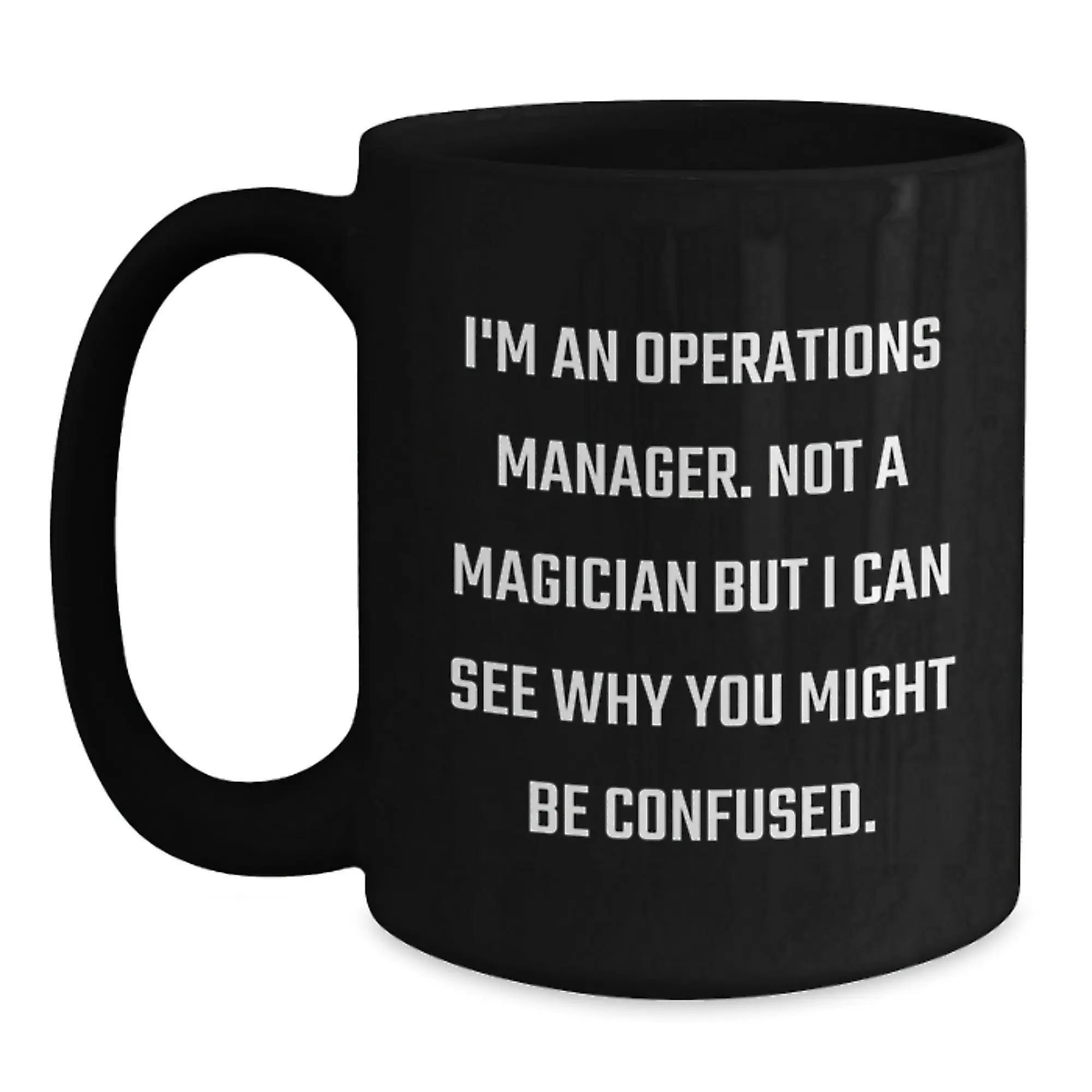 Funny Operations Manager Gifts for Coworkers, Birthday Unique Presents with I'm Not a Magician Mug, Black Ceramic Coffee Mugs for Friends and Family - Main