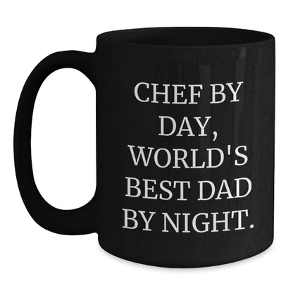 Chef By Day, Funny Dad By Night, Gifts for Chef, Black Coffee Mug, Graduation Unique Gifts from Men - Main
