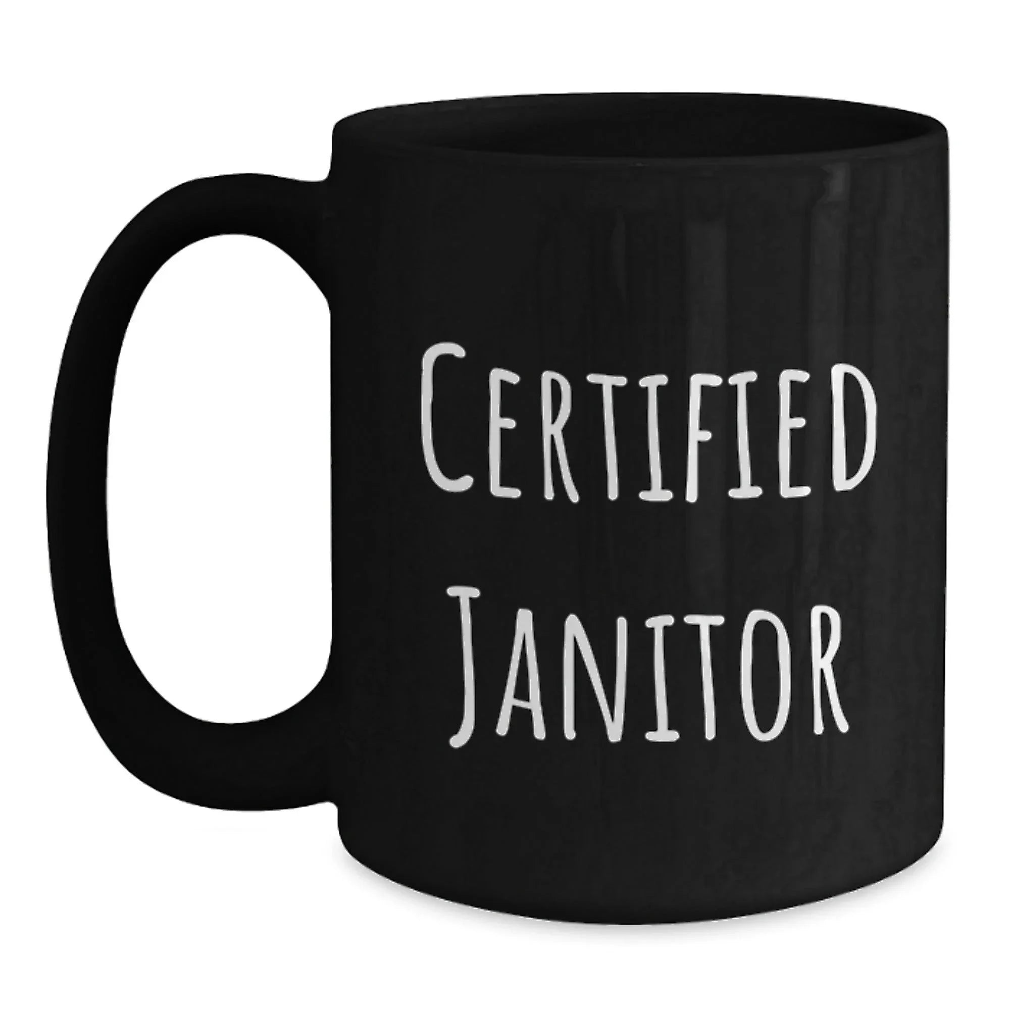 Funny Janitor Gifts from Friends - Christmas Unique Gifts for Him - Janitor Black Coffee Mug