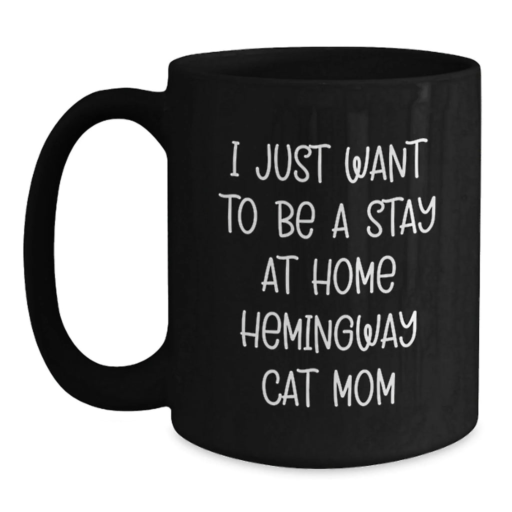 Funny Hemingway Cat Gifts for Women on Valentine's, Black Coffee Mug for Hemingway Cat Mom
