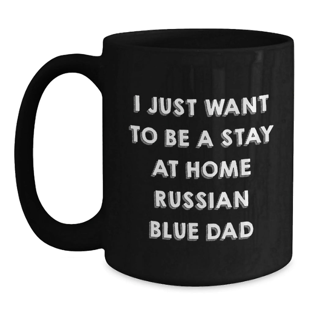 Russian Blue Cat Lover Gifts from Dad to Men Funny Black Coffee Mug for Christmas Unique Presents