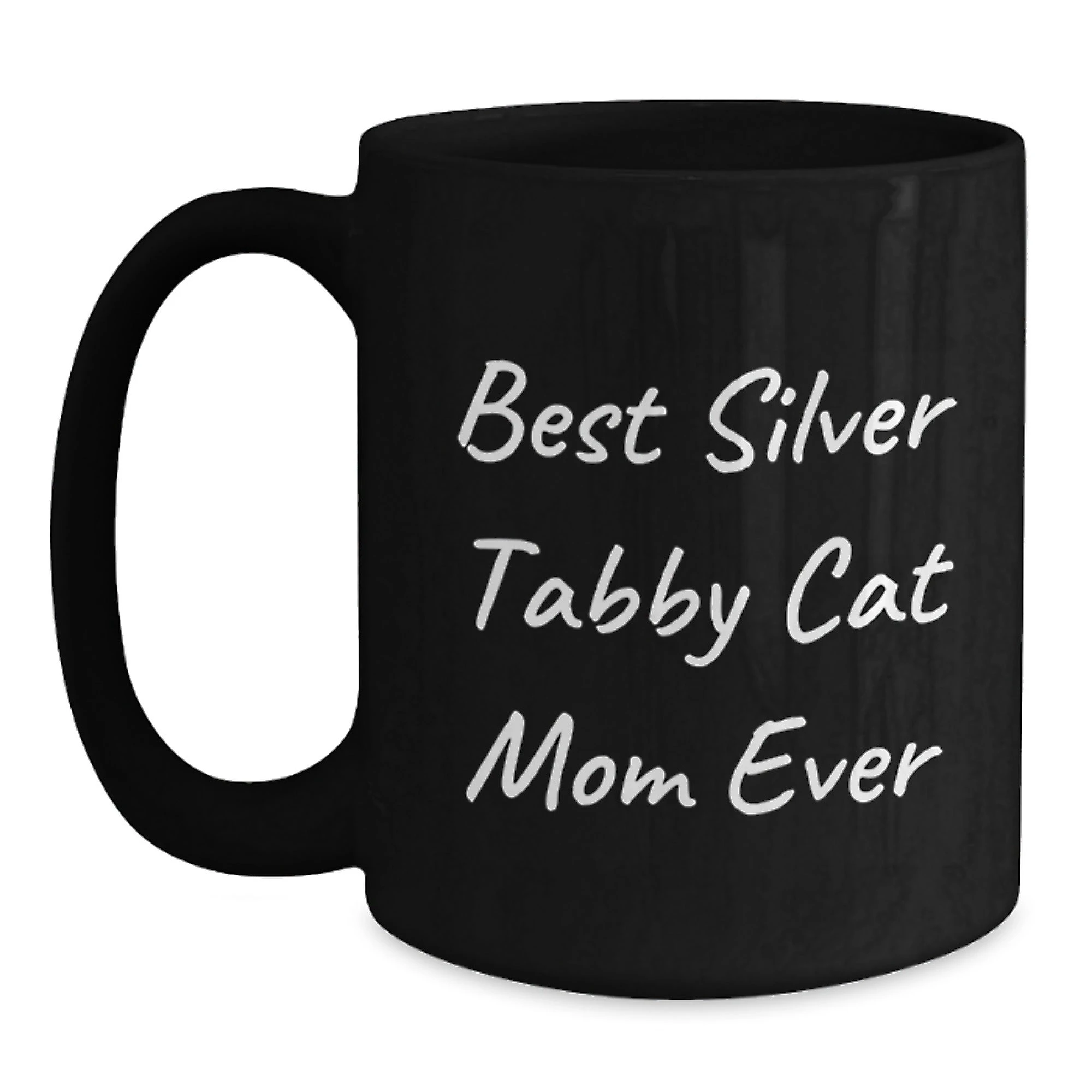 Funny Silver Tabby Cat Mom Gifts Black Coffee Mug