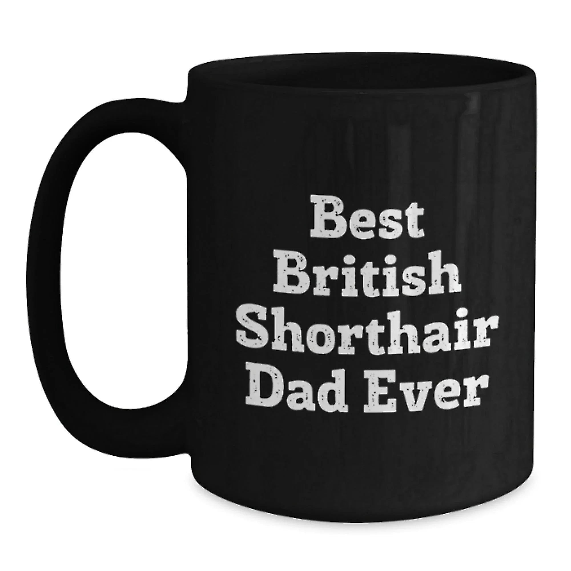 British Shorthair Cat Lovers Gifts Funny Dad Mug, Graduation Unique Gifts from Men to Friends, Black Coffee Mug for British Shorthair Cat Enthusiasts