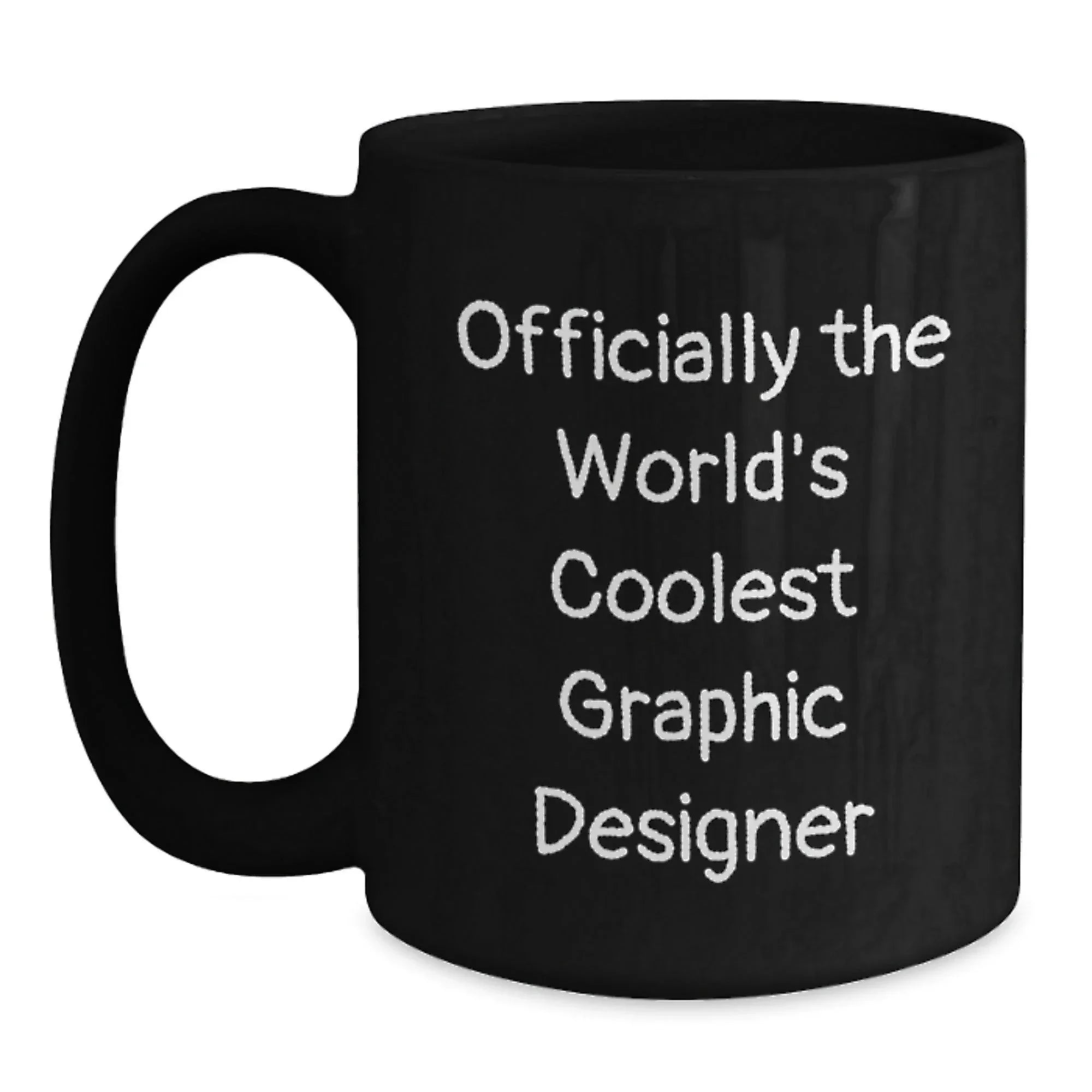 Funny Graphic Designer Gifts for Men from Women, Black Coffee Mug with 'Officially The World's Coolest Graphic Designer' Quote, Unique Graduation Gifts