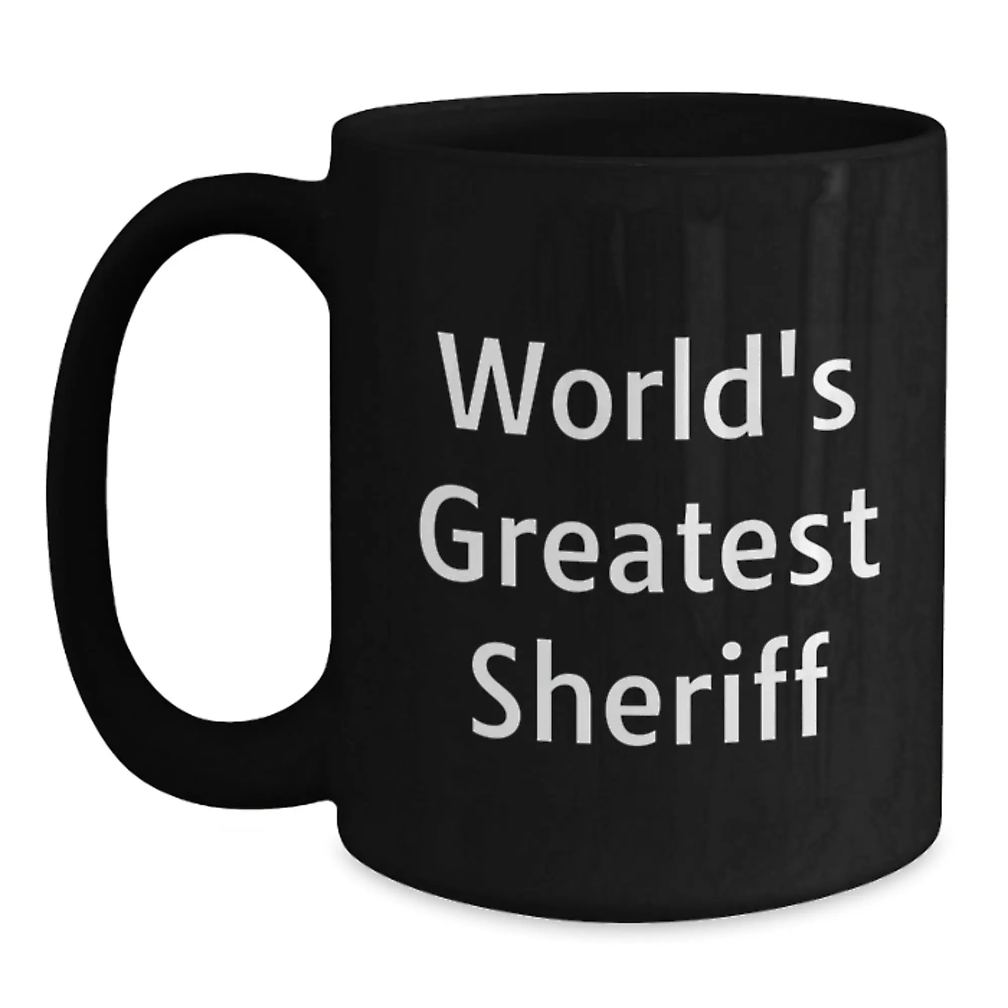 World's Greatest Sheriff Funny Sheriff Gifts for Dad - Black Coffee Mug, Father's Day Unique Gifts from Family, Funny Sheriff Mug - Main