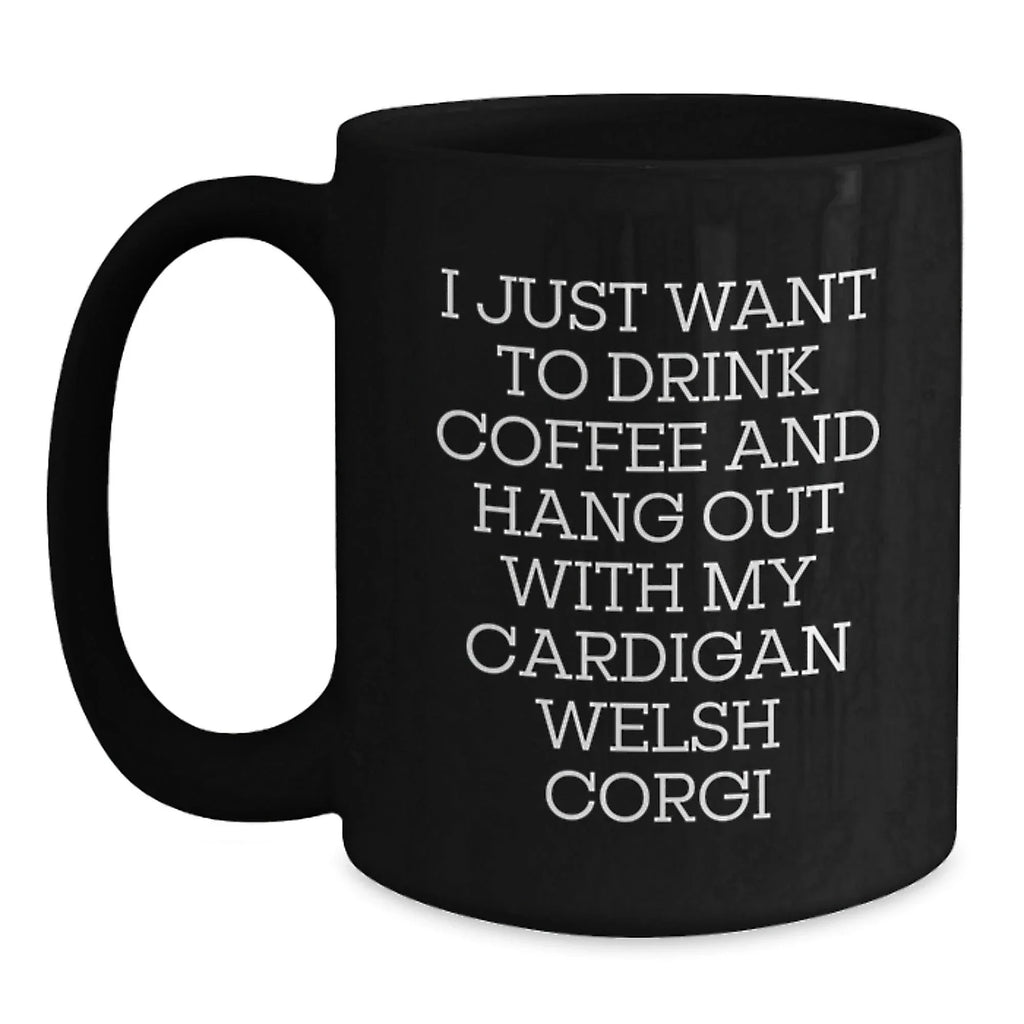 Funny Cardigan Welsh Corgi Dog Gifts from Friends, Cardigan Welsh Corgi Dog Lovers Black Coffee Mug for Men, Unique Valentine's Gifts for Him